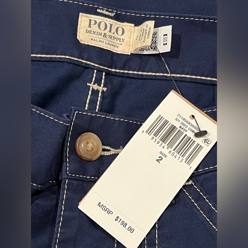 Polo Ralph Lauren Pant Womens Cotton Twill Utility Navy Straight Leg Size 2 - Picture 13 of 16